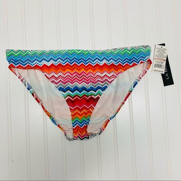La Blanca Chevron Bright Stripe Bikini NWT Sz 12 - Picture 1 of 4